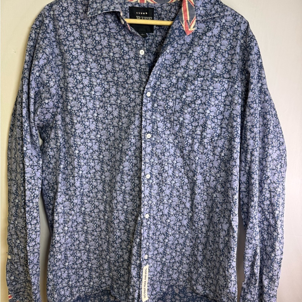 Rolling‎ Stones RIFF Blue Floral button up shirt